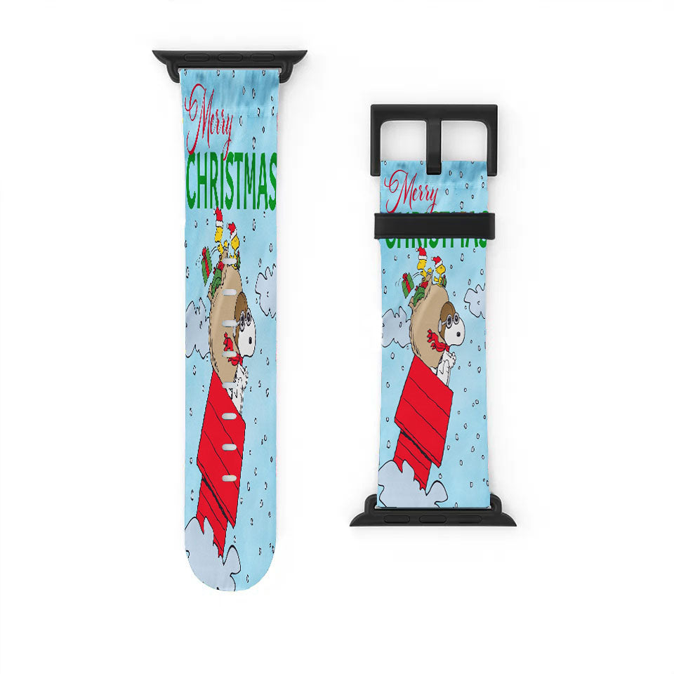 Peanuts Merry Christmas Snoopy Sleigh Apple Watch Band 38Mm - 44Mm