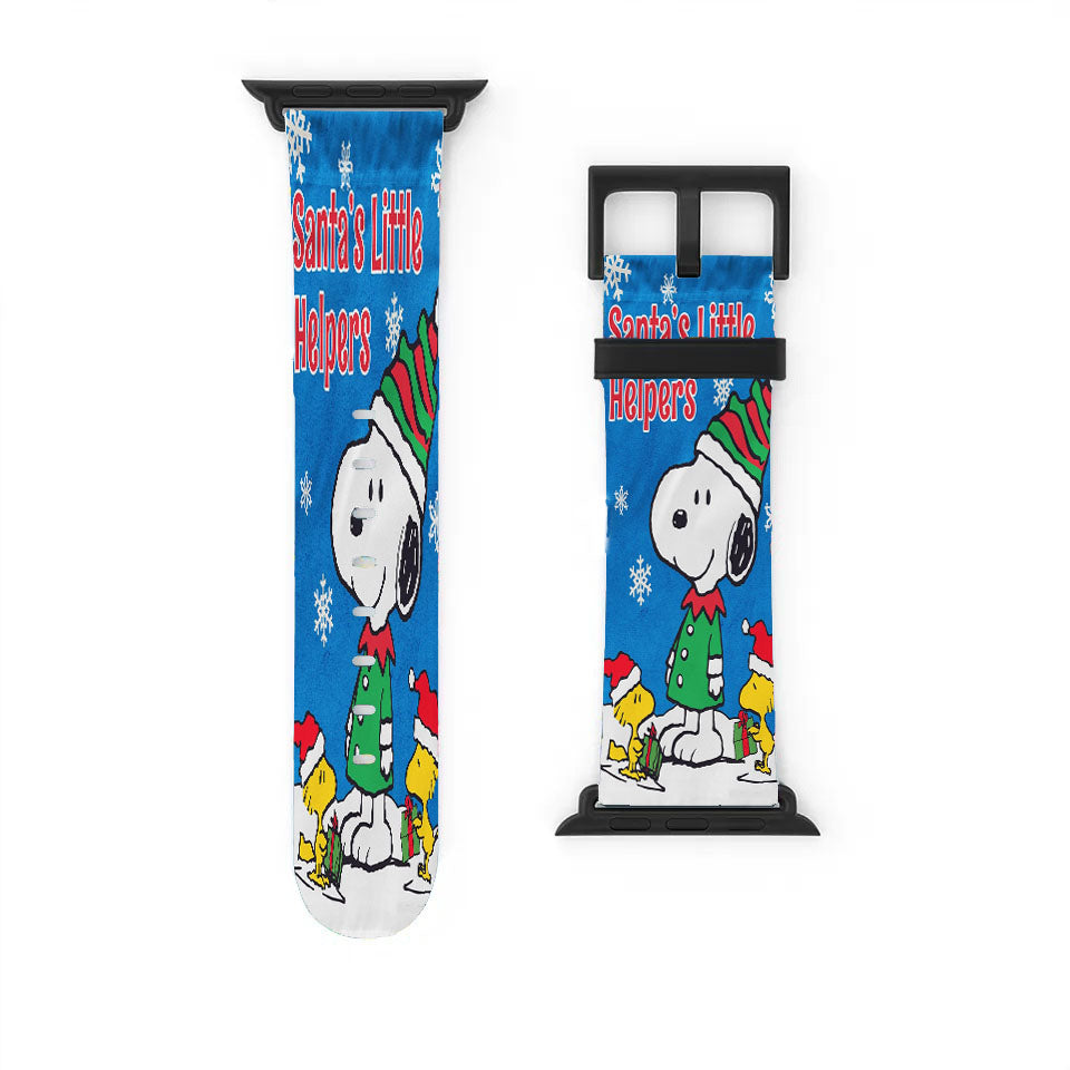 Peanuts Santa'S Little Helpers Snoopy And Woodstock Christmas Apple Watch Band 38Mm - 44Mm
