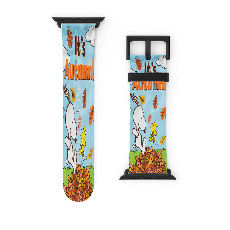 Peanuts Snoopy Fall Flag Snoopy And Woodstock Autumn Apple Watch Band 38Mm - 44Mm