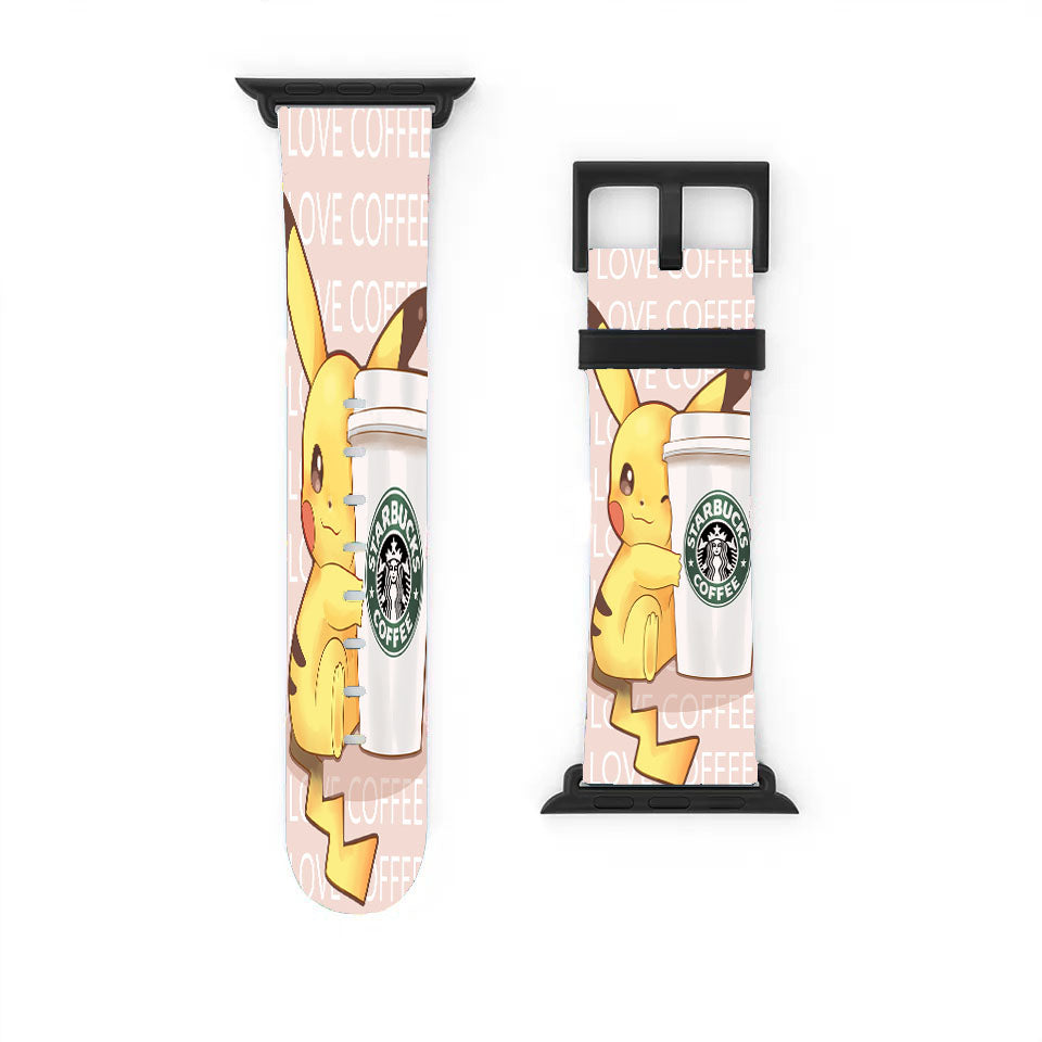 Pikachu With Starbucks Coffee Apple Watch Band 38Mm - 44Mm