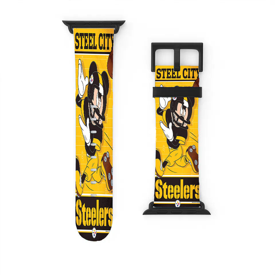 Pittsburgh Steelers Disney Mickey Mouse Nfl Apple Watch Band 38Mm - 44Mm