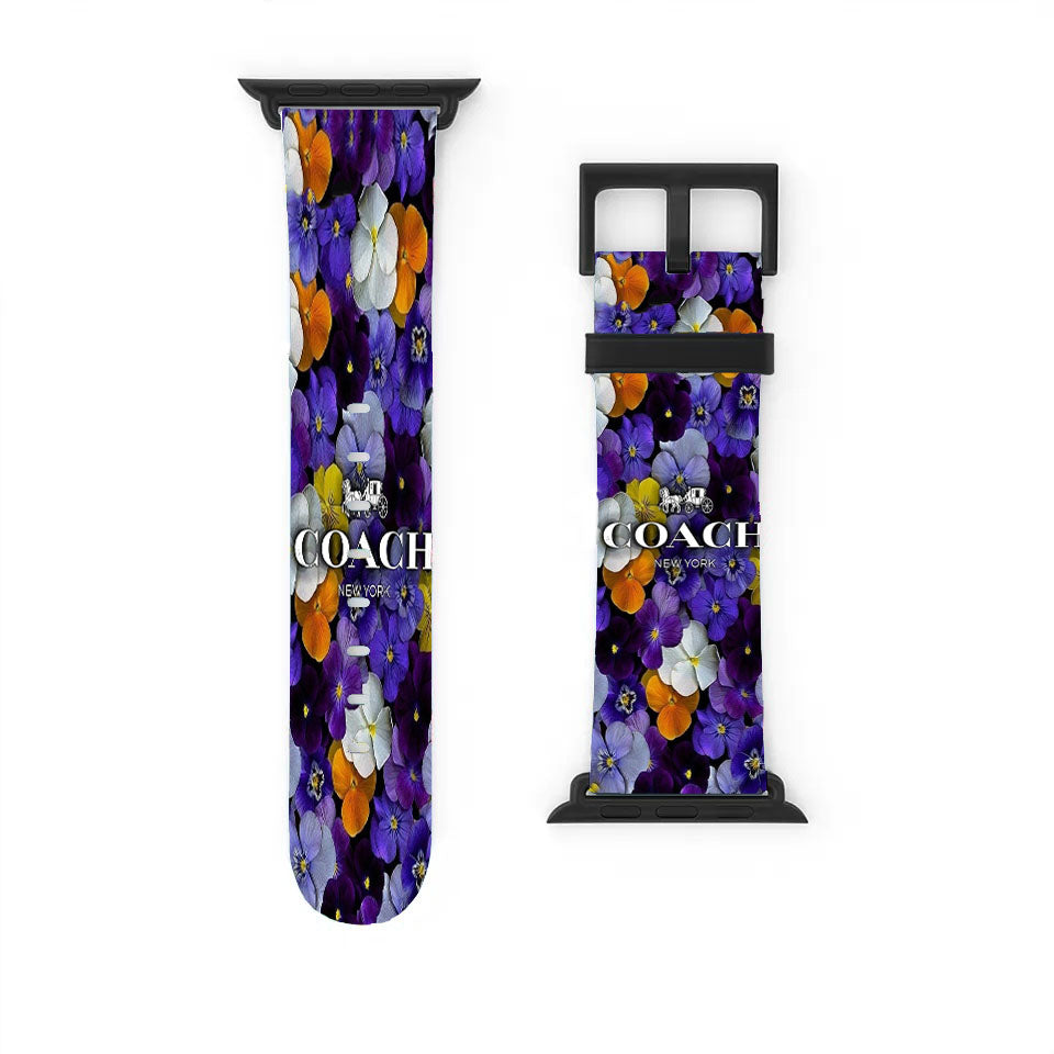 Purple Flowers Coach New York Apple Watch Band 38Mm - 44Mm