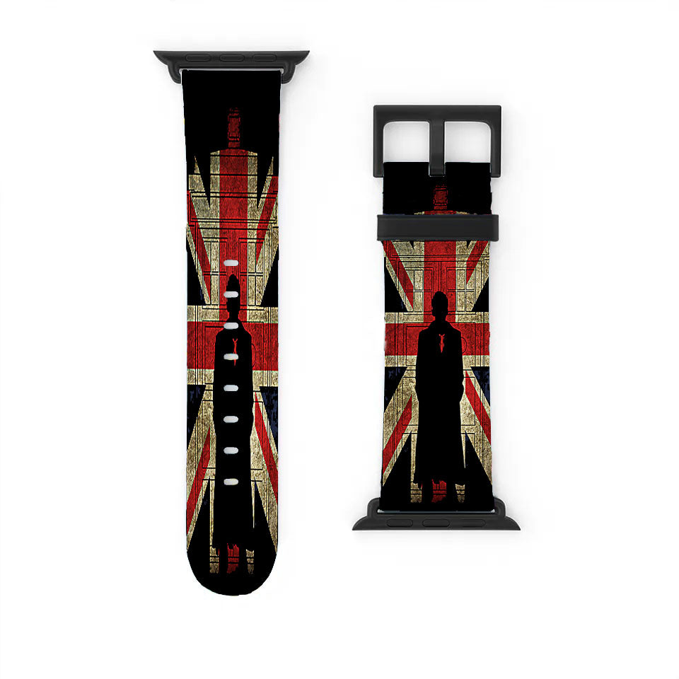 Sherlock Holmes And Union Jack Flag Apple Watch Band 38Mm - 44Mm