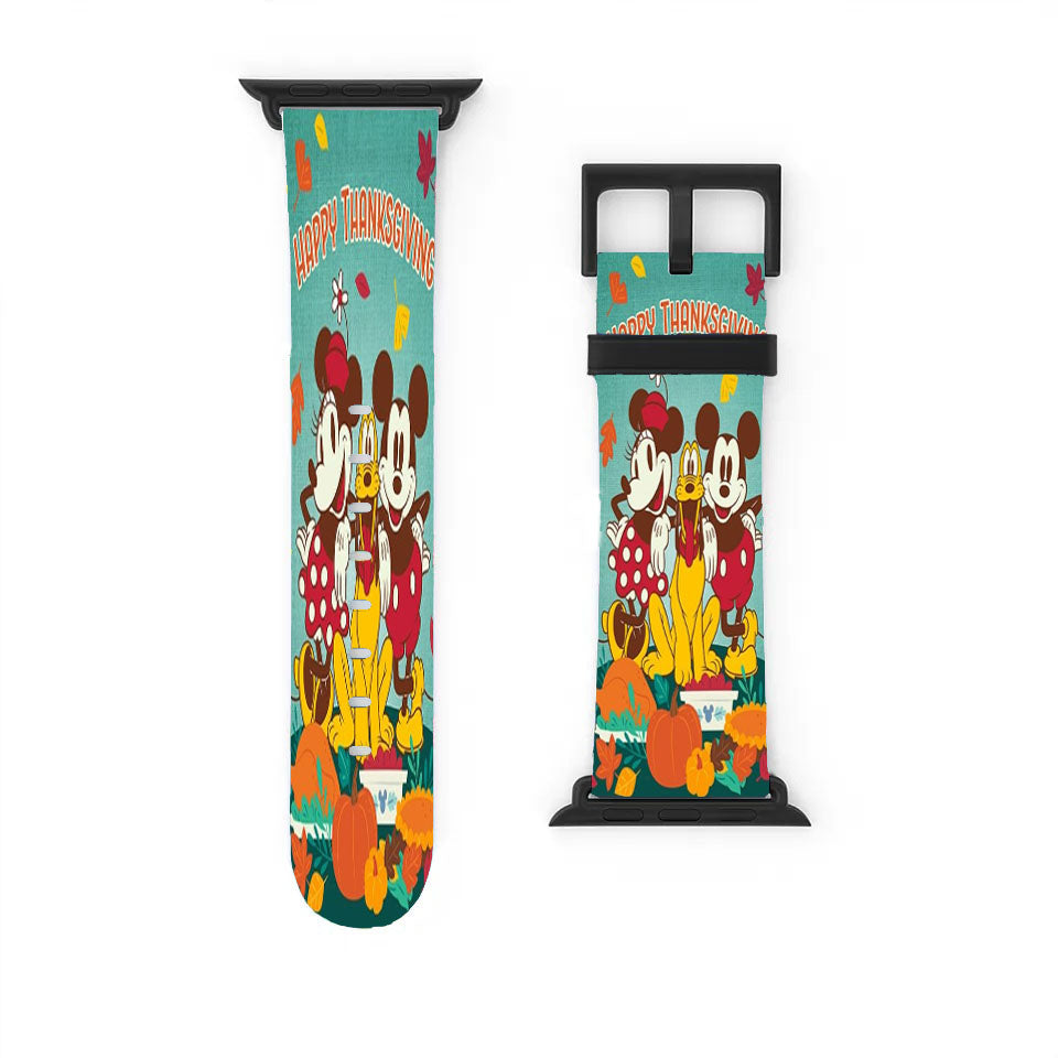 Thanksgiving Feast Mickey And Minnie Apple Watch Band 38Mm - 44Mm