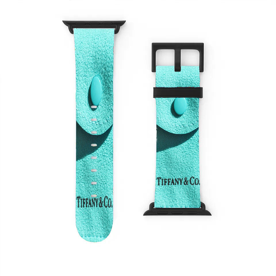 Tiffany And Co Turquoise Luxury Suede Envelope Snap Jewelry Pouch Bag Apple Watch Band 38Mm - 44Mm