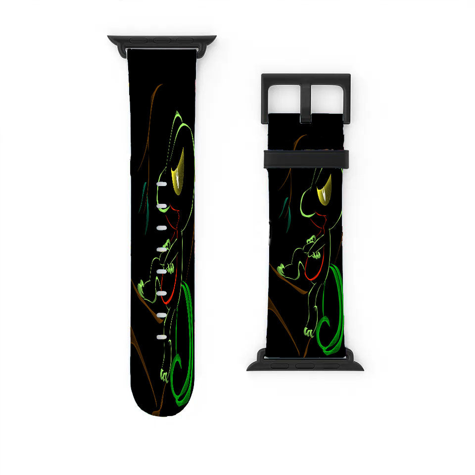 Treecko Mudkip Pokemon Line Art On Black Apple Watch Band 38Mm - 44Mm
