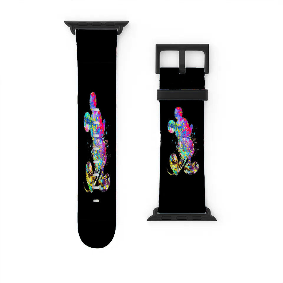 Watercolor Splatter Art Mickey Mouse Apple Watch Band 38Mm - 44Mm