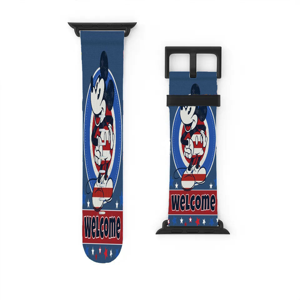 Welcome Red White And Blue Mickey Stars Apple Watch Band 38Mm - 44Mm