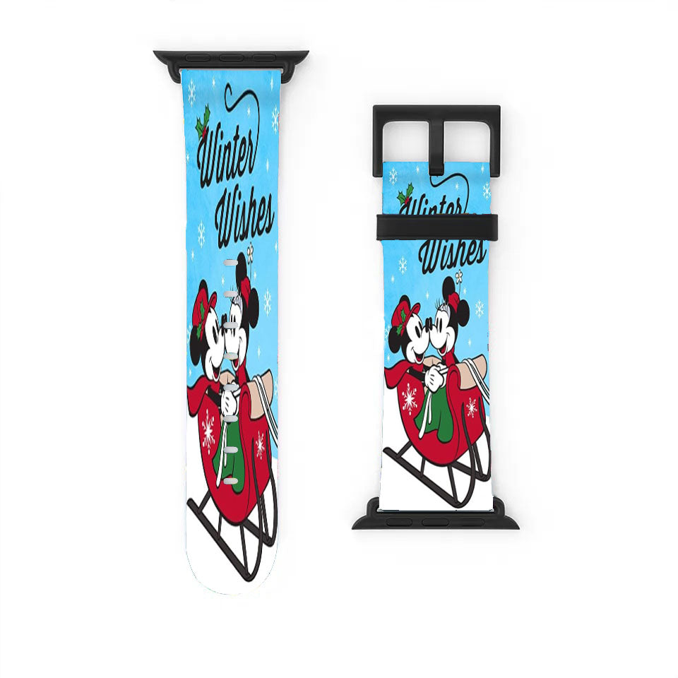 Winter Wishes Sleigh Mickey And Minnie Apple Watch Band 38Mm - 44Mm