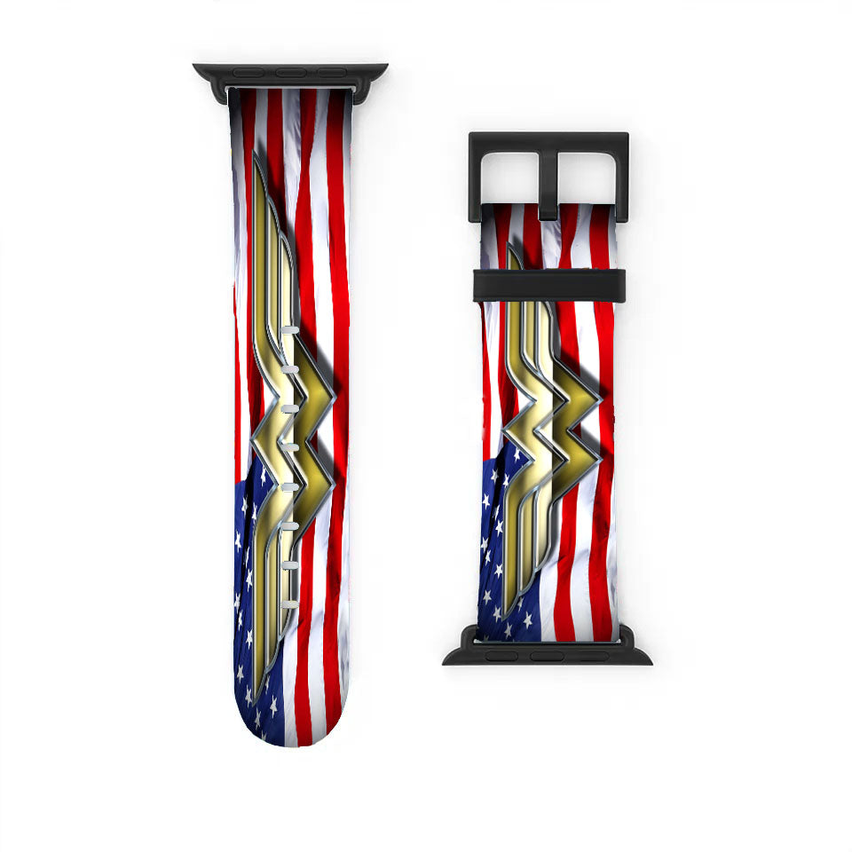 Wonder Woman American Flag Apple Watch Band 38Mm - 44Mm