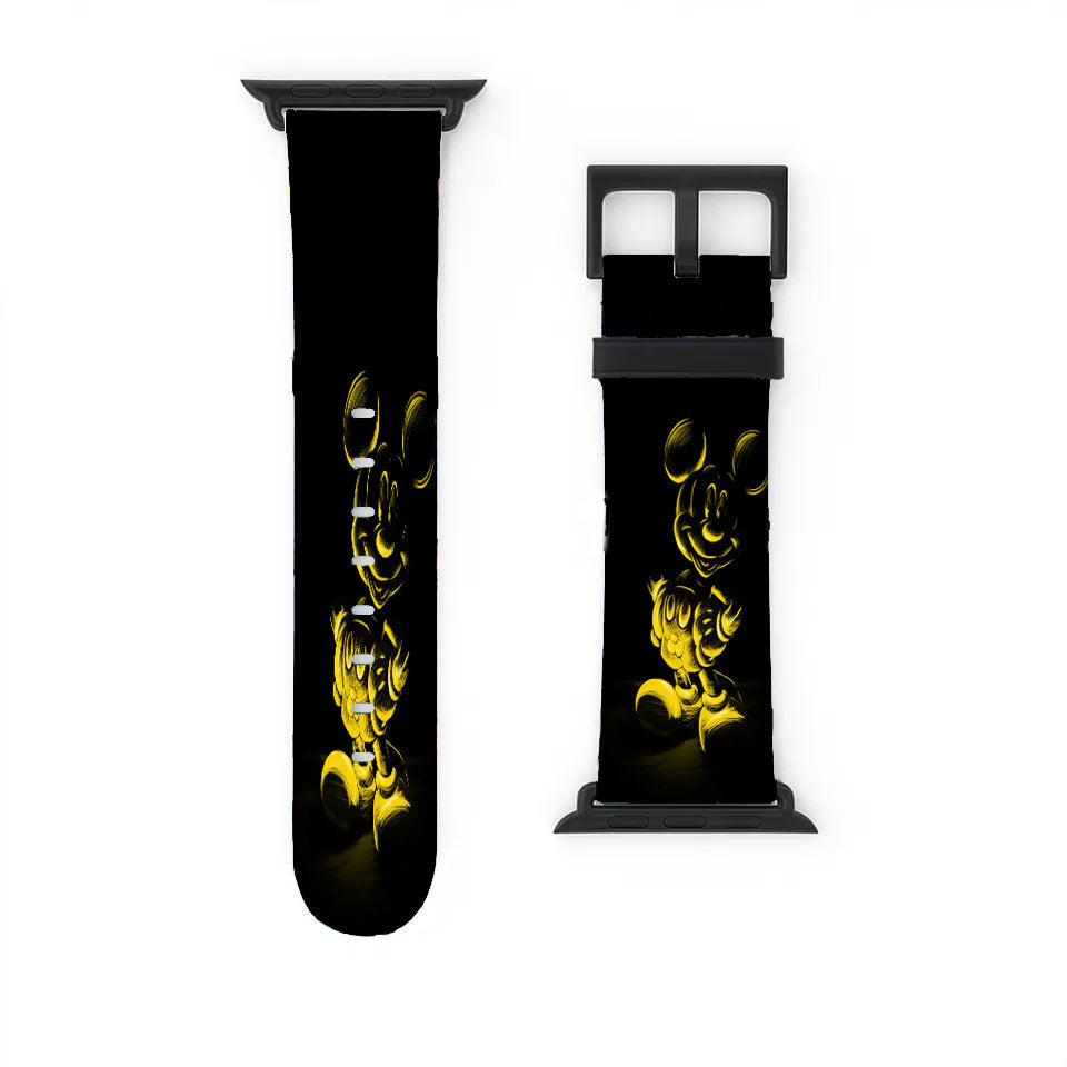 Yellow Mickey Mouse On Black Sketch Apple Watch Band 38Mm - 44Mm