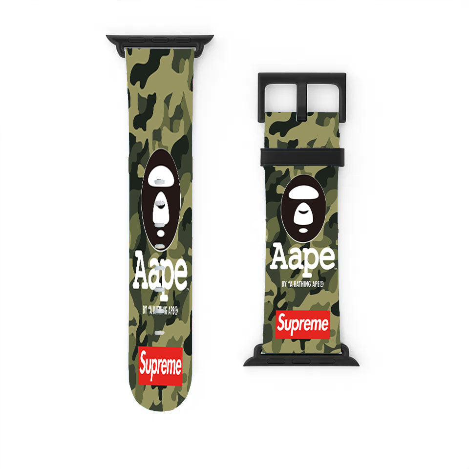 Aape Logo Camouflage Supreme Apple Watch Band 38Mm - 44Mm