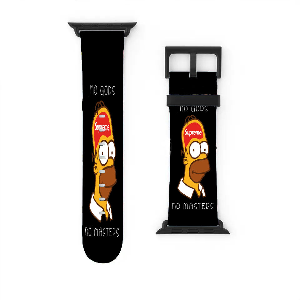 Homer Simpson Supreme No Gods No Masters Black Apple Watch Band 38Mm - 44Mm
