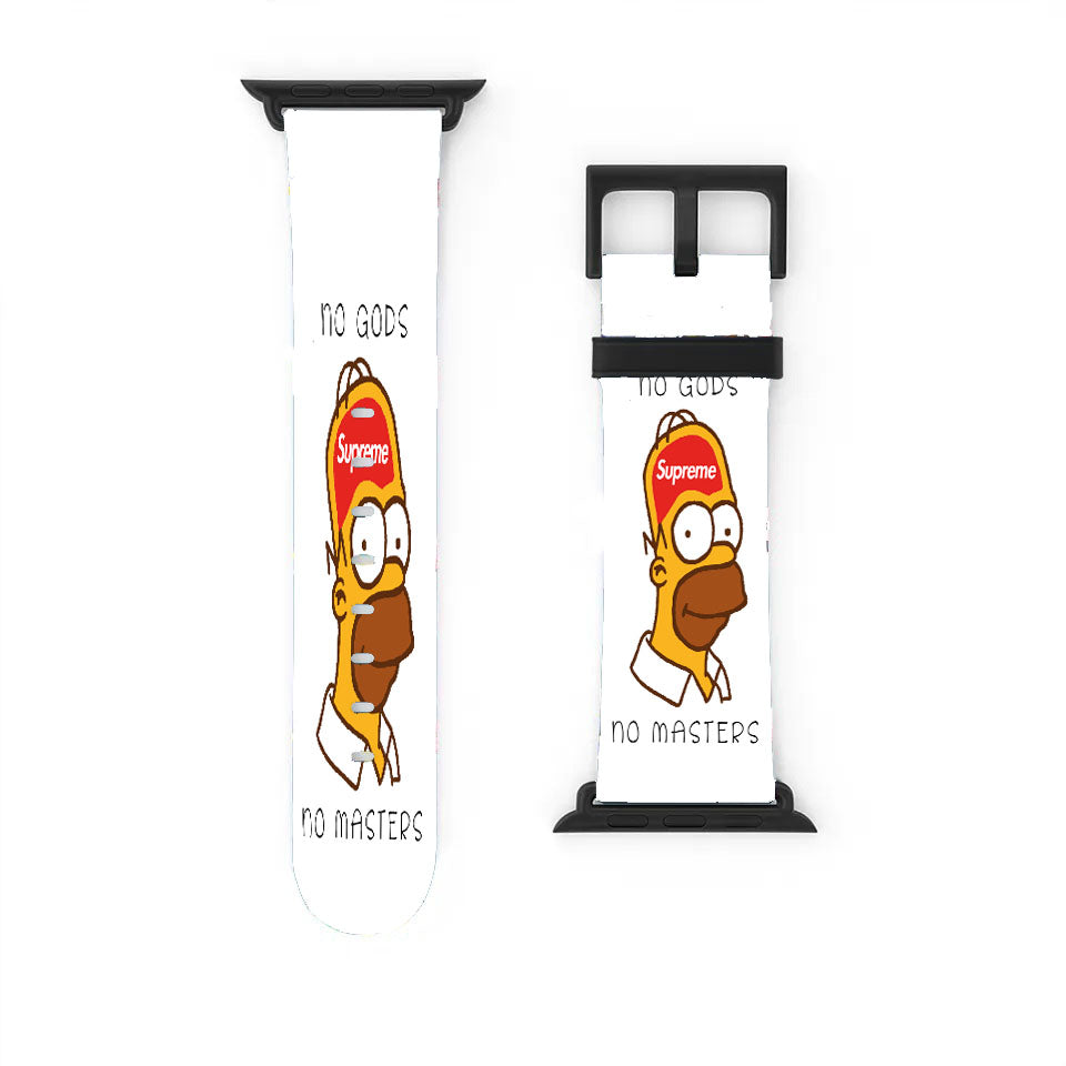 Homer Simpson Supreme No Gods No Masters White Apple Watch Band 38Mm - 44Mm