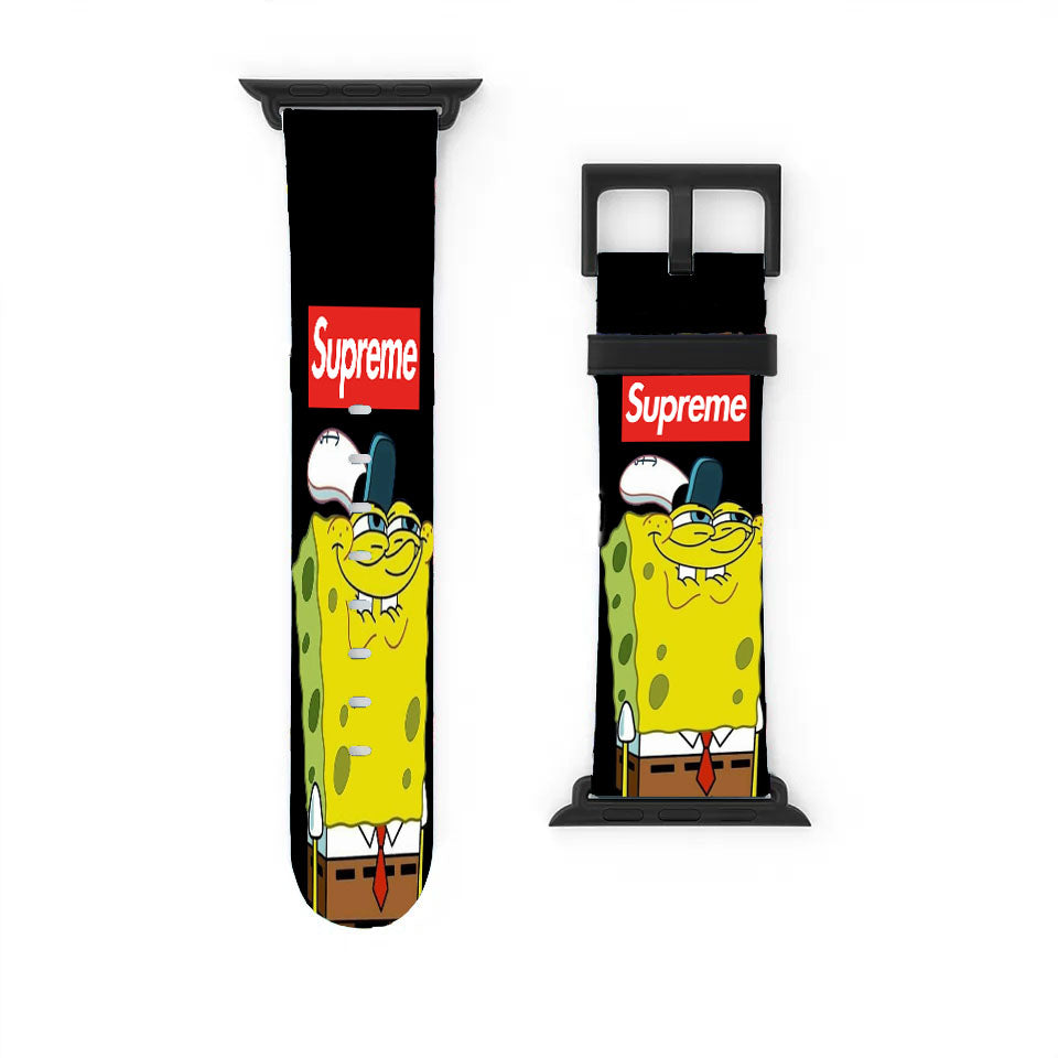 Spongebob Squarepants Meme Supreme Black Apple Watch Band 38Mm - 44Mm
