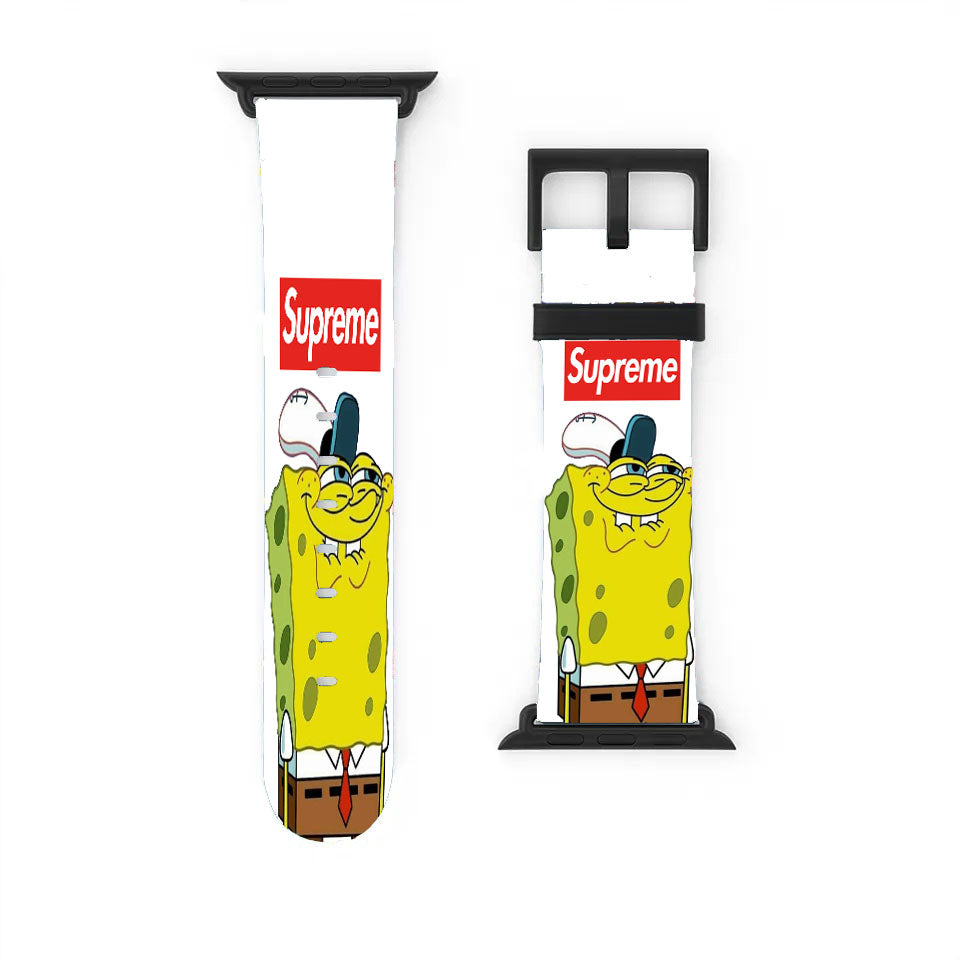 Spongebob Squarepants Meme Supreme White Apple Watch Band 38Mm - 44Mm