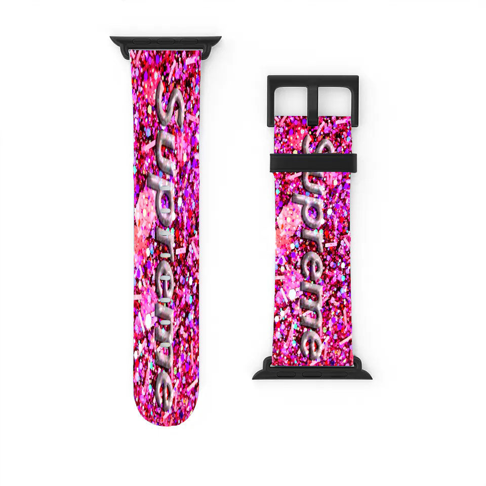 Supreme Gliter Pink Rose Apple Watch Band 38Mm - 44Mm