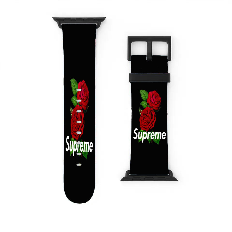 Supreme Rose Back Black Apple Watch Band 38Mm - 44Mm