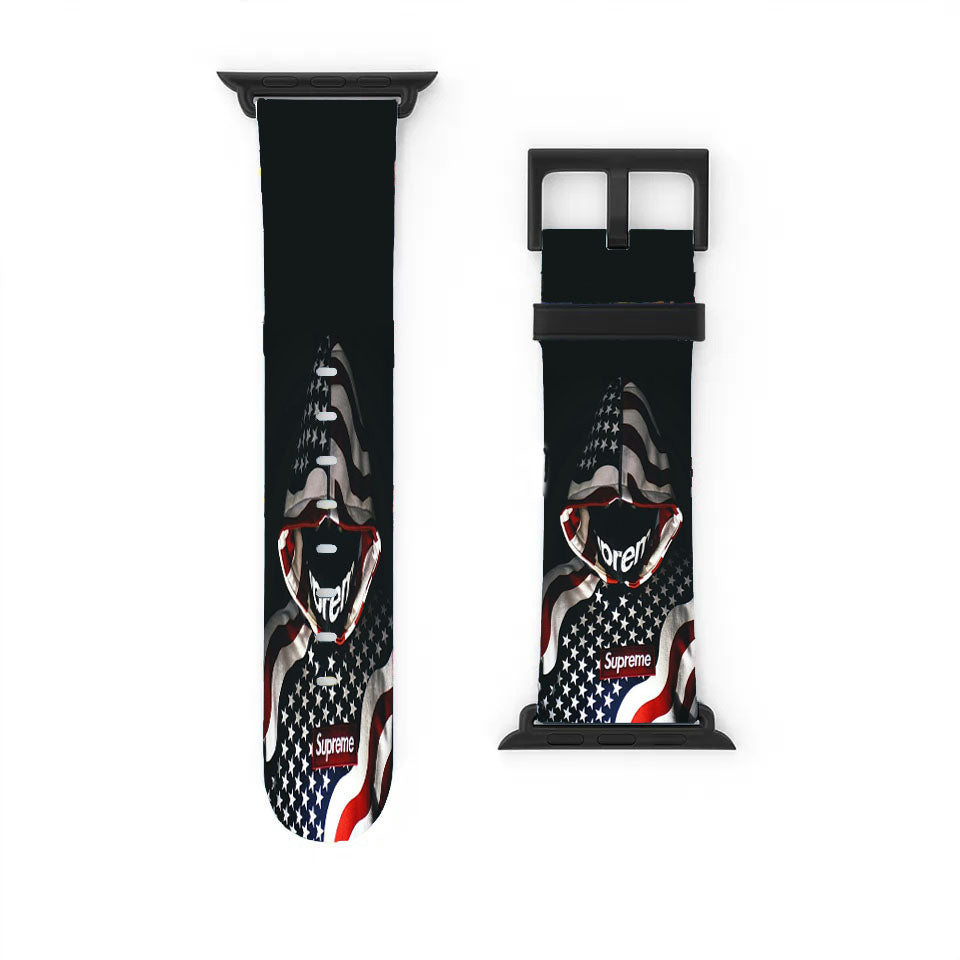 Supreme Us Flag Hoodie Apple Watch Band 38Mm - 44Mm