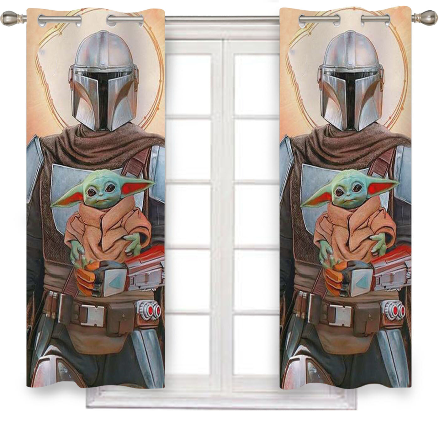 Baby Yoda And The Mandalorian Star Wars Window Curtains