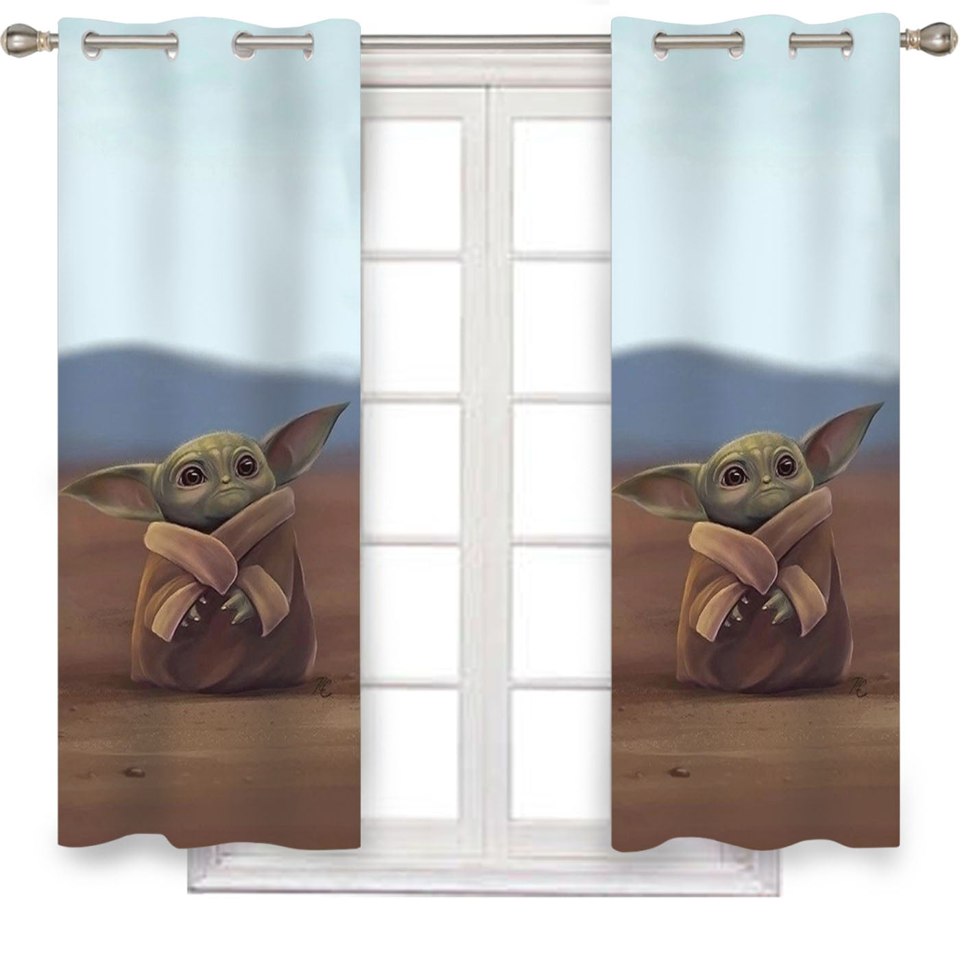 Baby Yoda Cute Star Wars Window Curtains