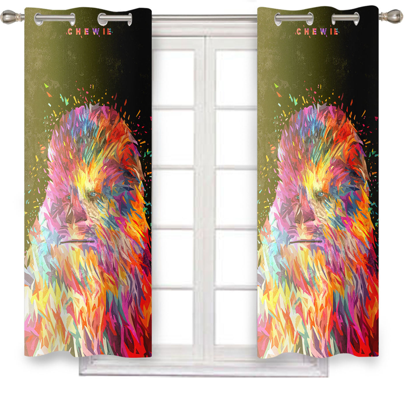 Chewie Of Star Wars Colorful Window Curtains