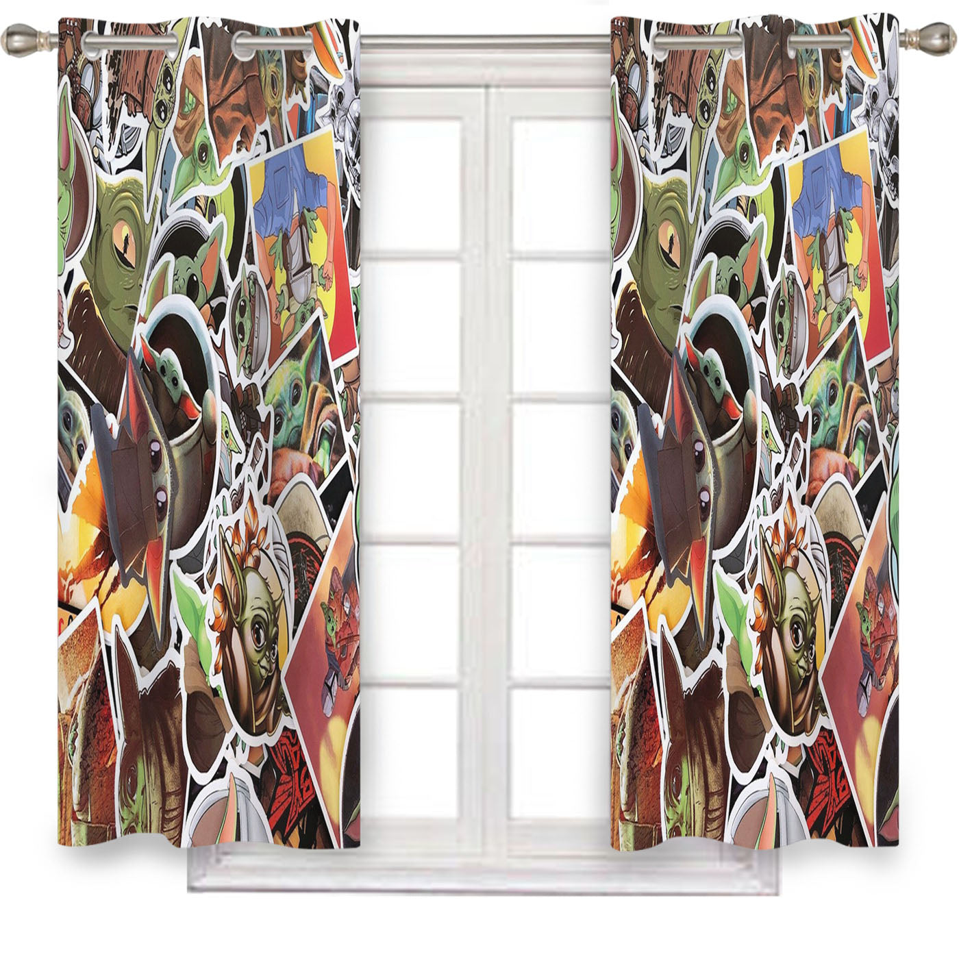 Cute Baby Yoda Star Wars The Mandalorian Stickers Window Curtains