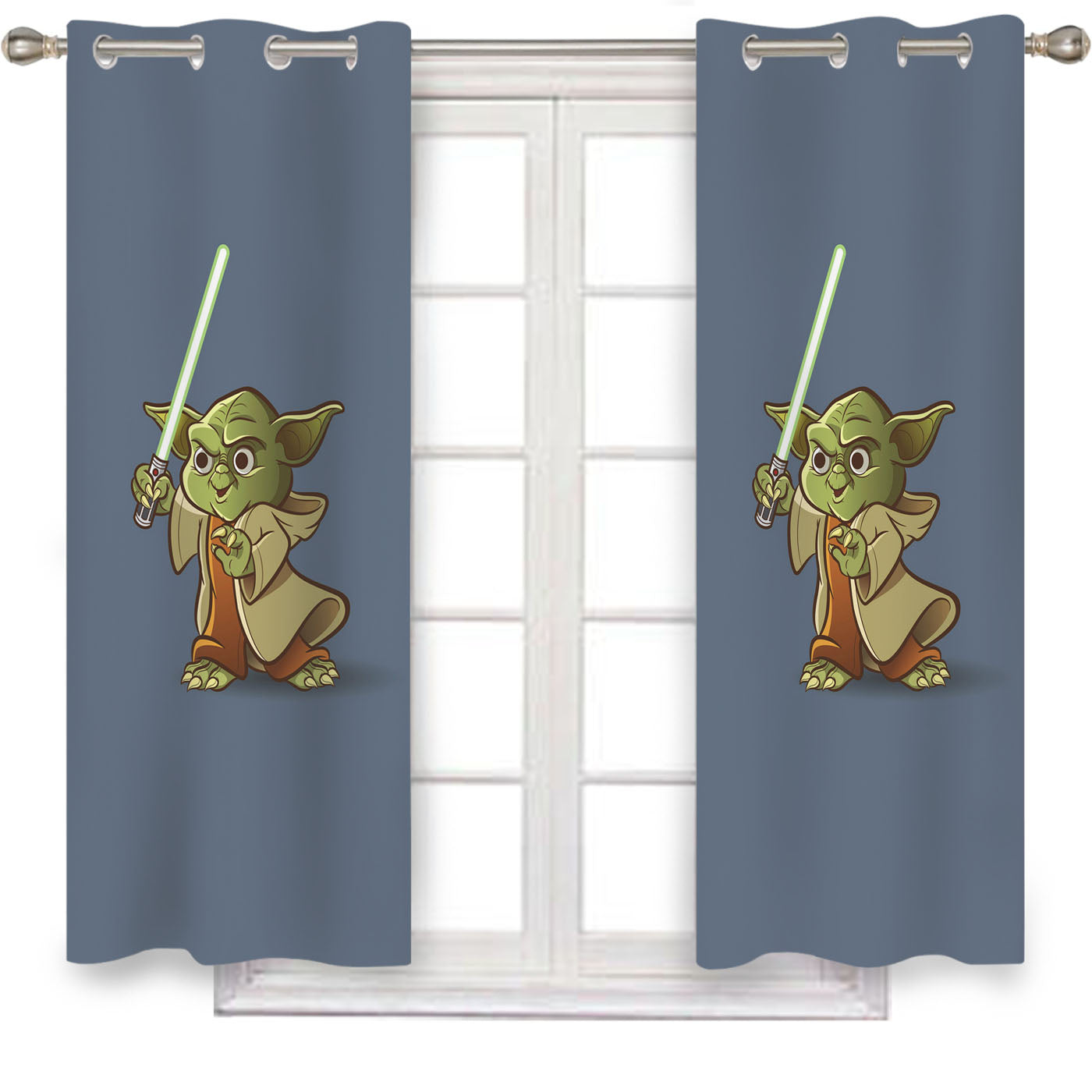 Cute Funny Yoda Star Wars Window Curtains