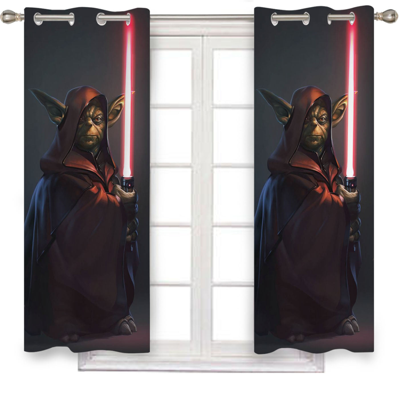 Dark Side Yoda Star Wars Window Curtains