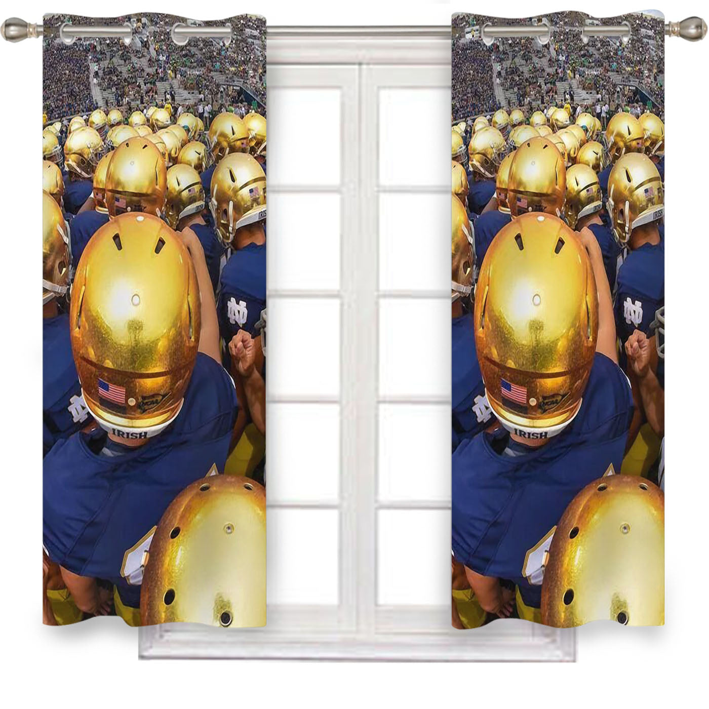 Golden Notre Dame Football Helmet Window Curtains