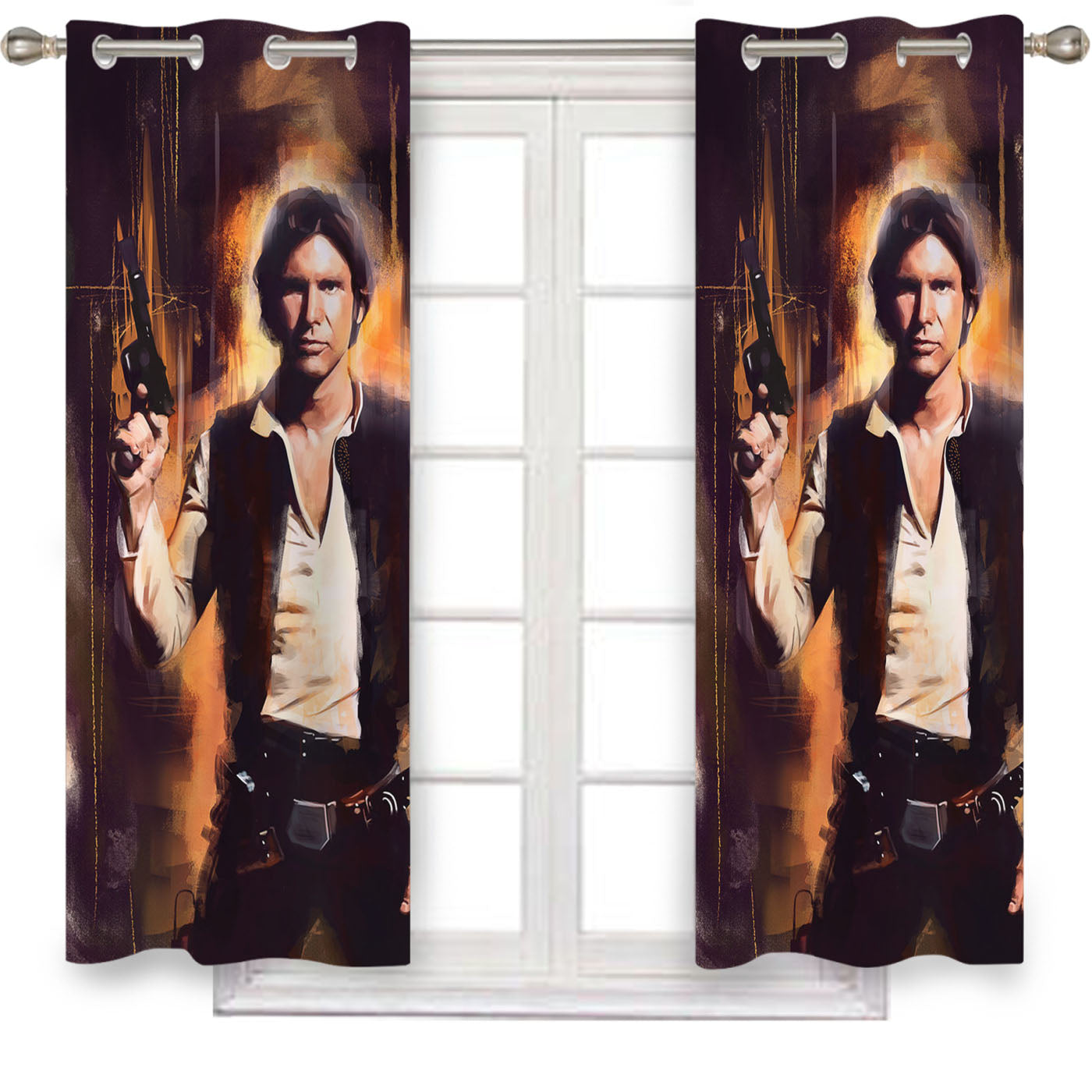 Han Solo Star Wars Art Movie Wallpaper Window Curtains