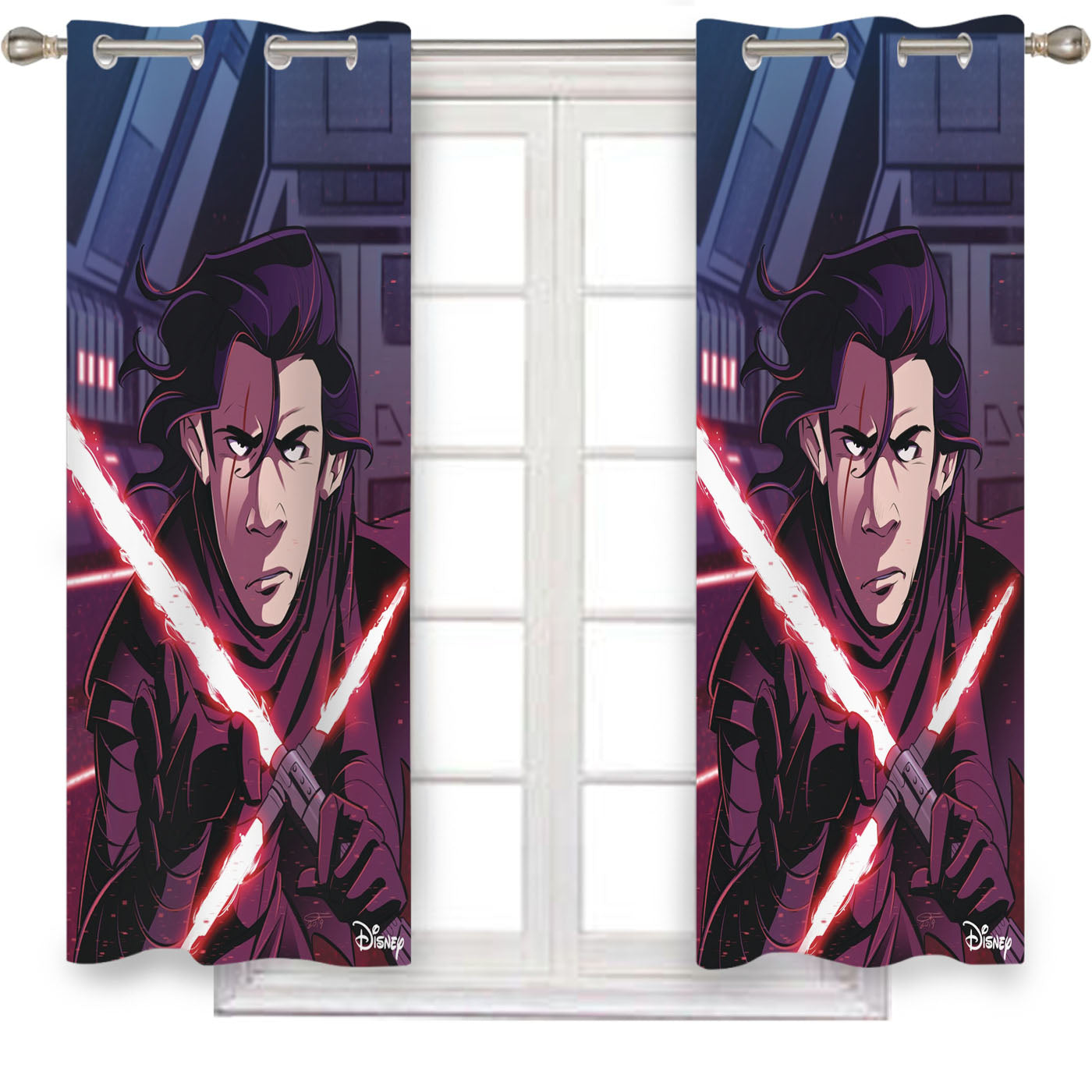 Kylo Ren Star Wars Comic Art Window Curtains
