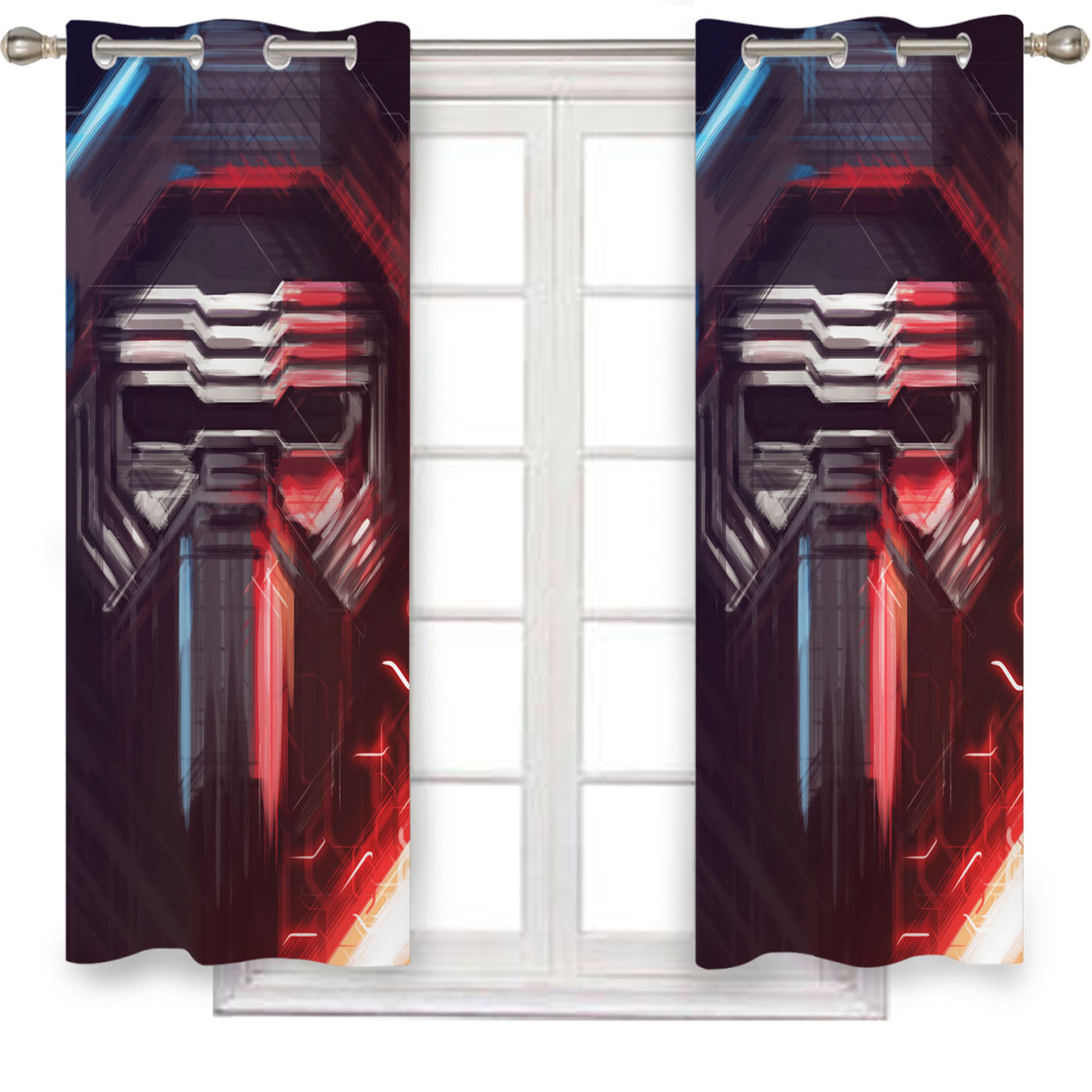 Kylo Ren Star Wars Villain Mask Fan Art Window Curtains