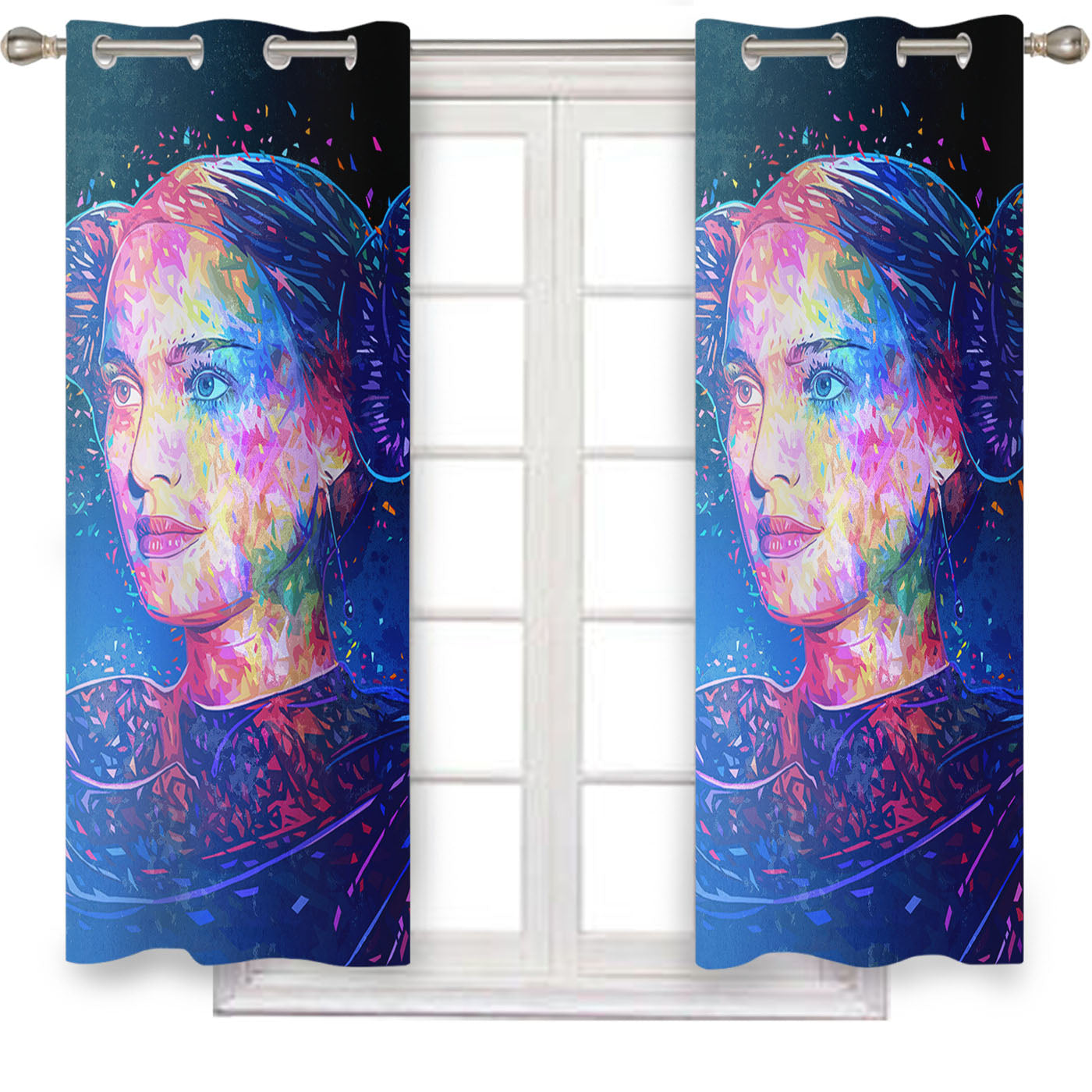 Leia Organa Of Star Wars Colorful Window Curtains