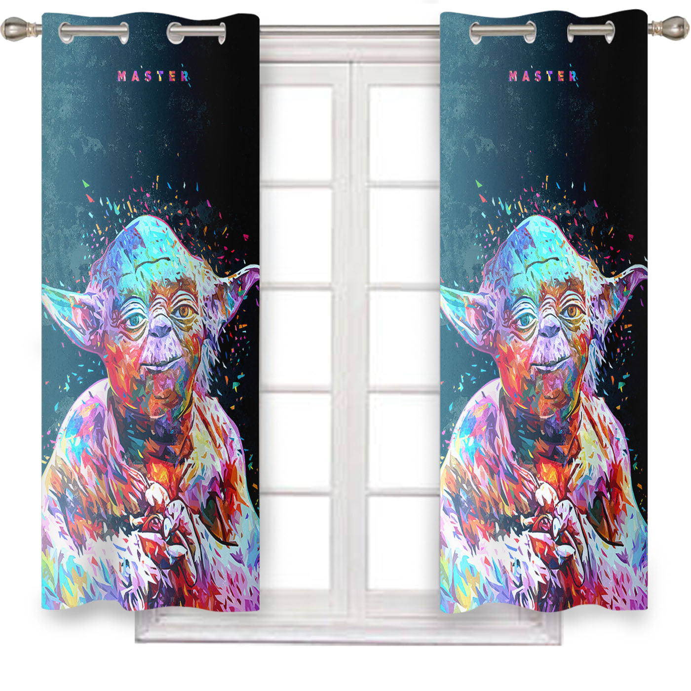 Master Yoda Of Star Wars Colorful Window Curtains