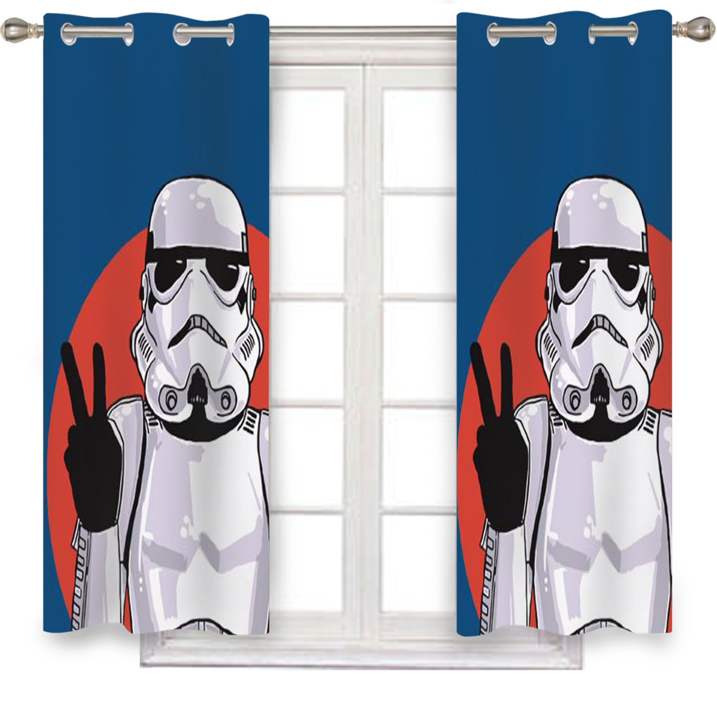 Peace Sign Storm Trooper Star Wars Window Curtains