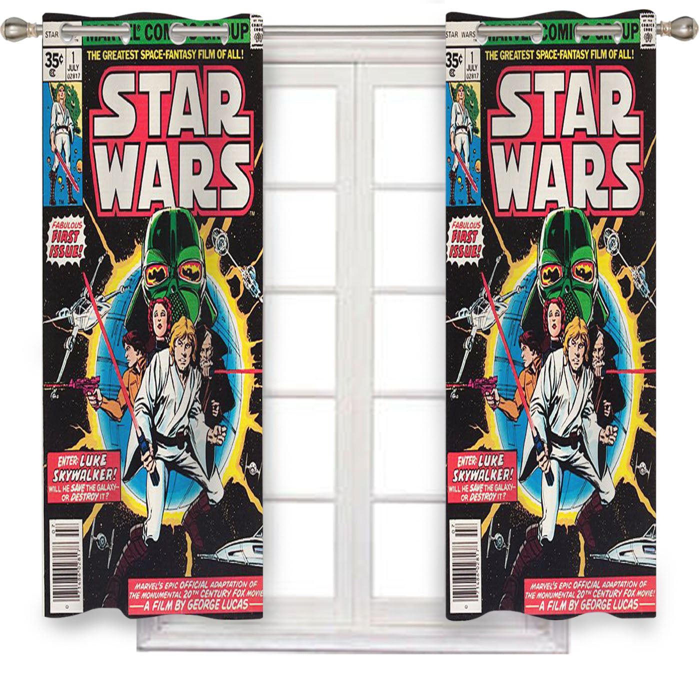 Retro Star Wars Comic Window Curtains