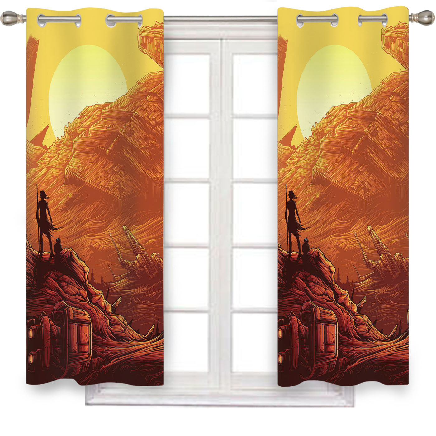 Rey And Bb 8 Star Wars Window Curtains