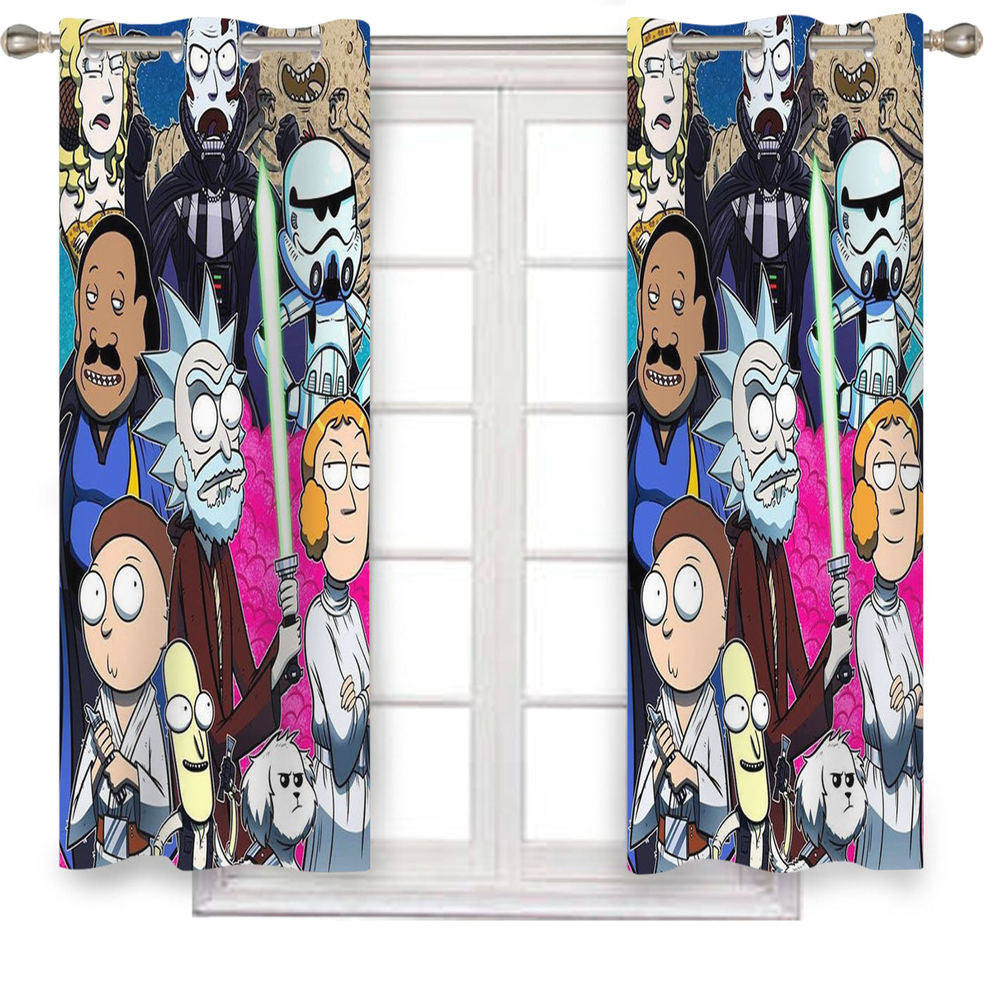 Rick And Morty X Star Wars Window Curtains