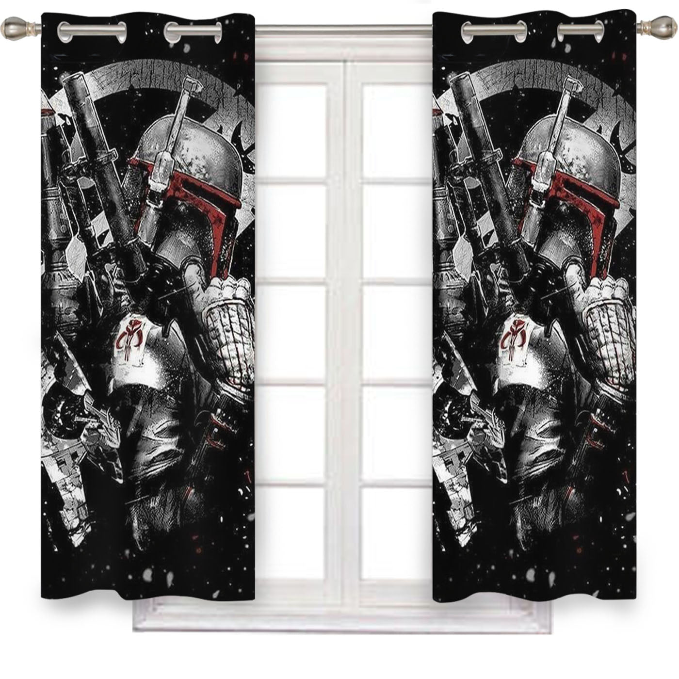 Star Wars Boba Fett Art Window Curtains
