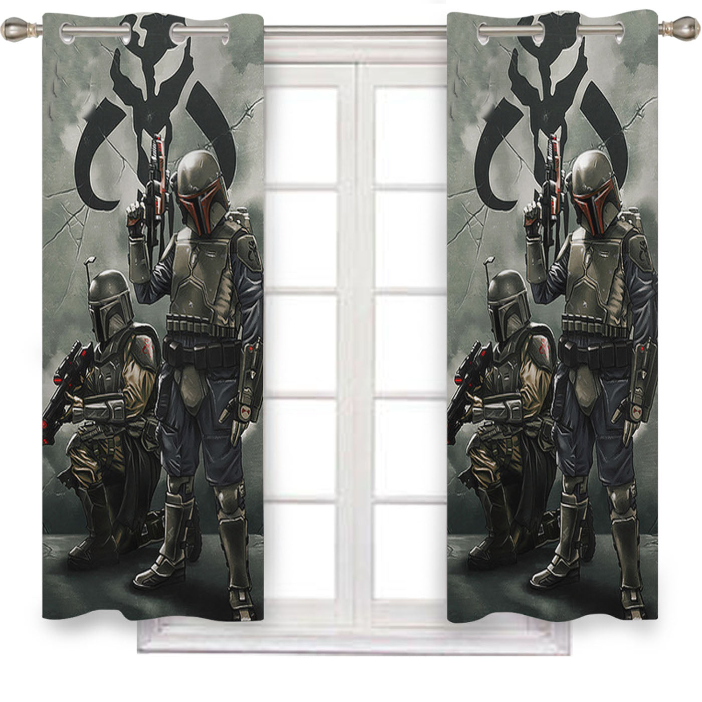Star Wars Boba Fett Mandalorian Art Window Curtains