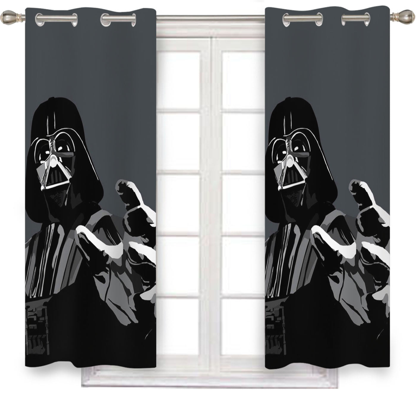 Star Wars Darth Vader Grey Vector Window Curtains