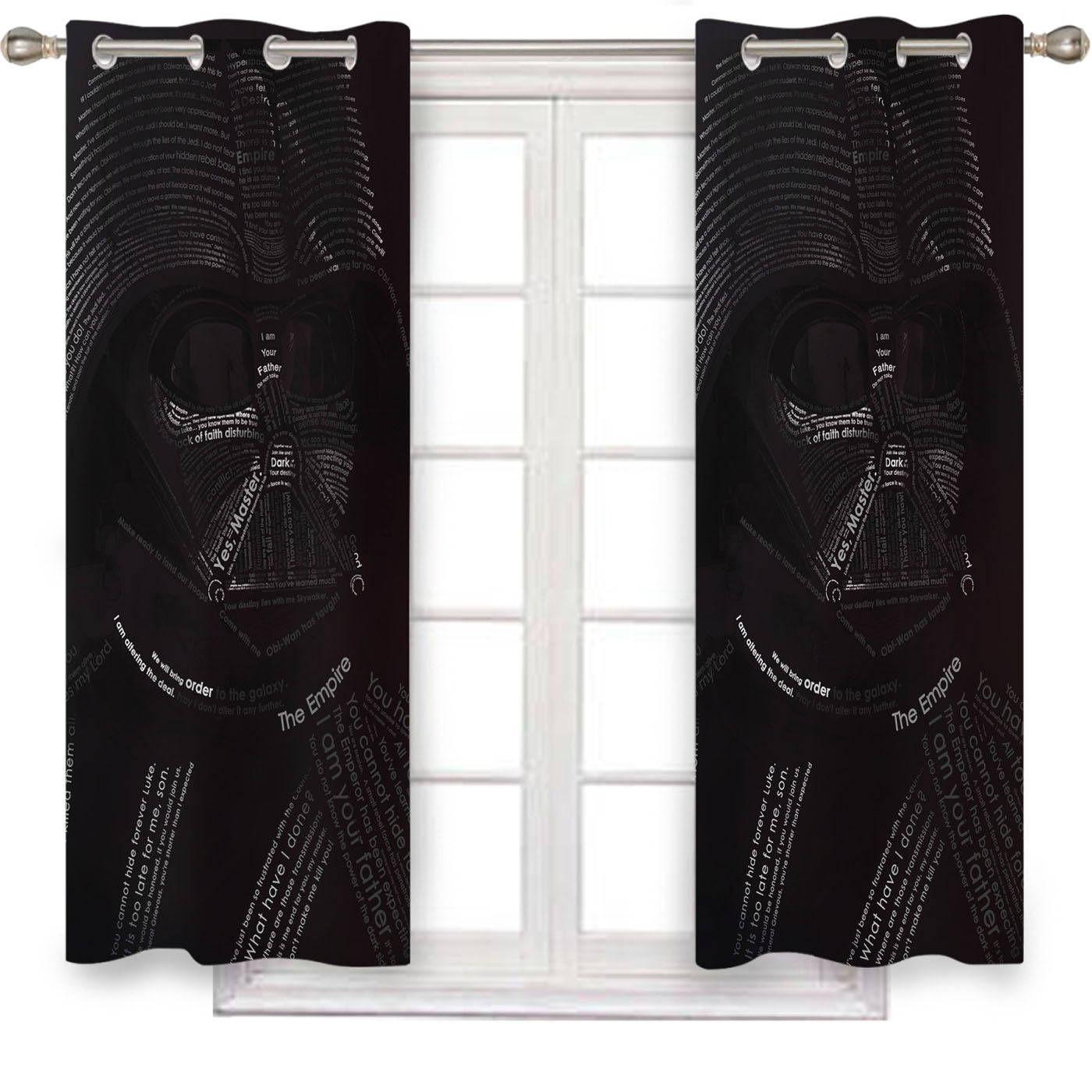 Star Wars Darth Vader Mask Typography Window Curtains