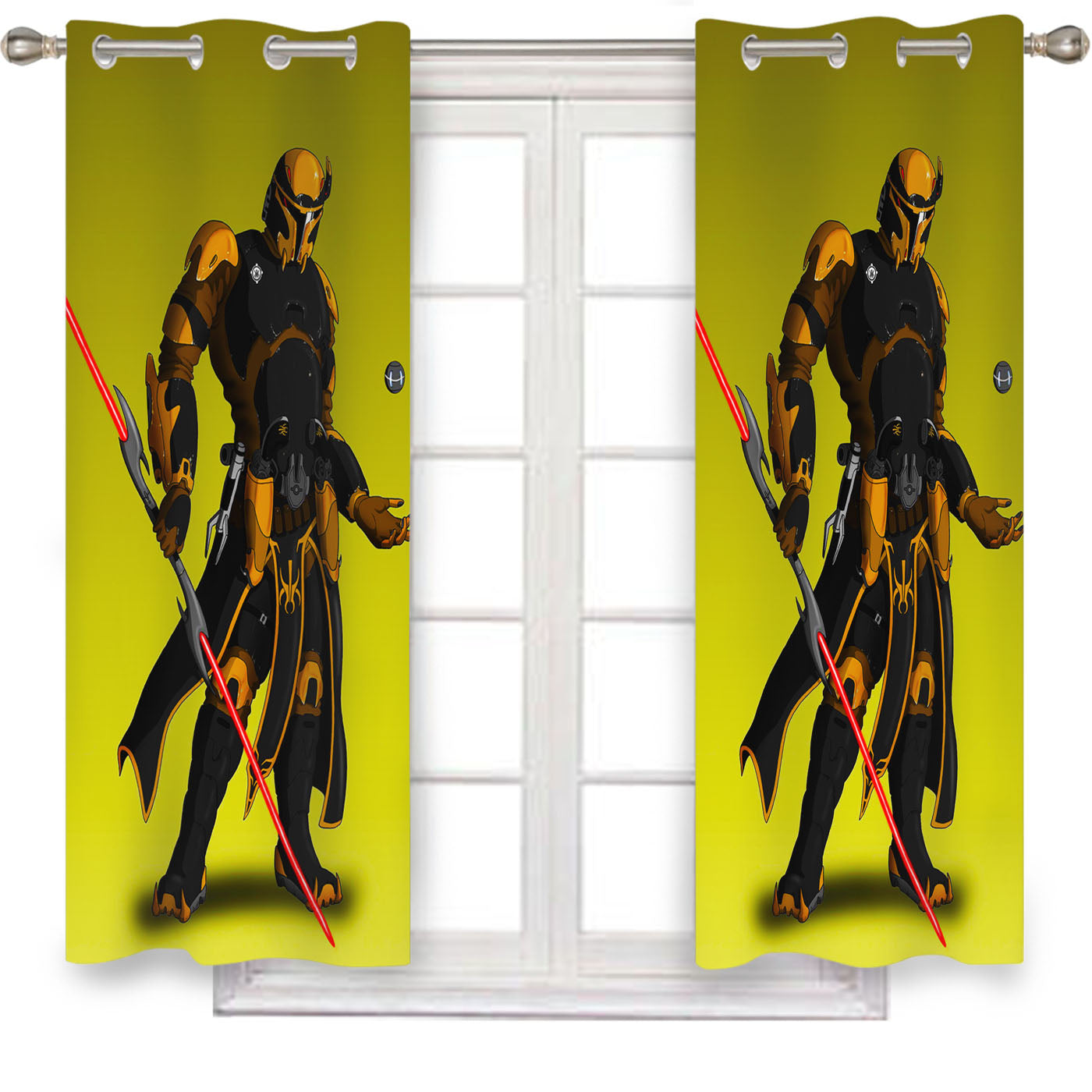 Star Wars Mandalorian Vector Window Curtains