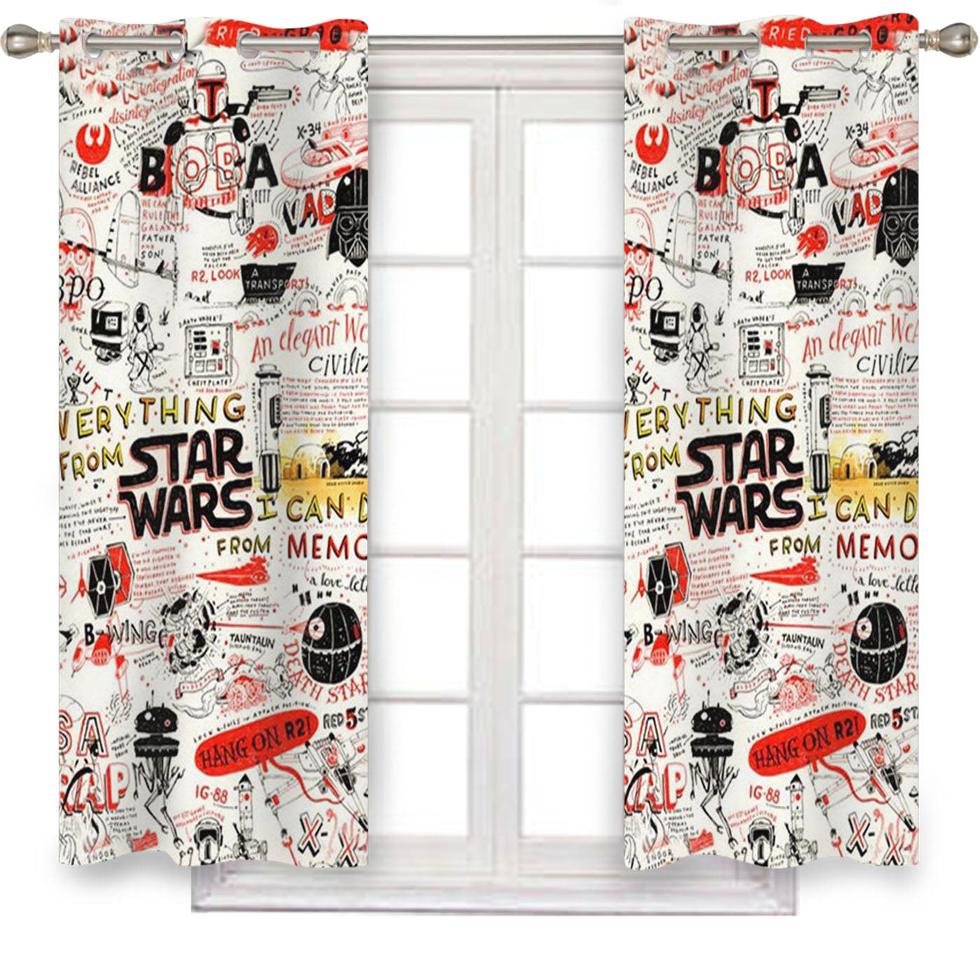 Star Wars Quote Collage Window Curtains