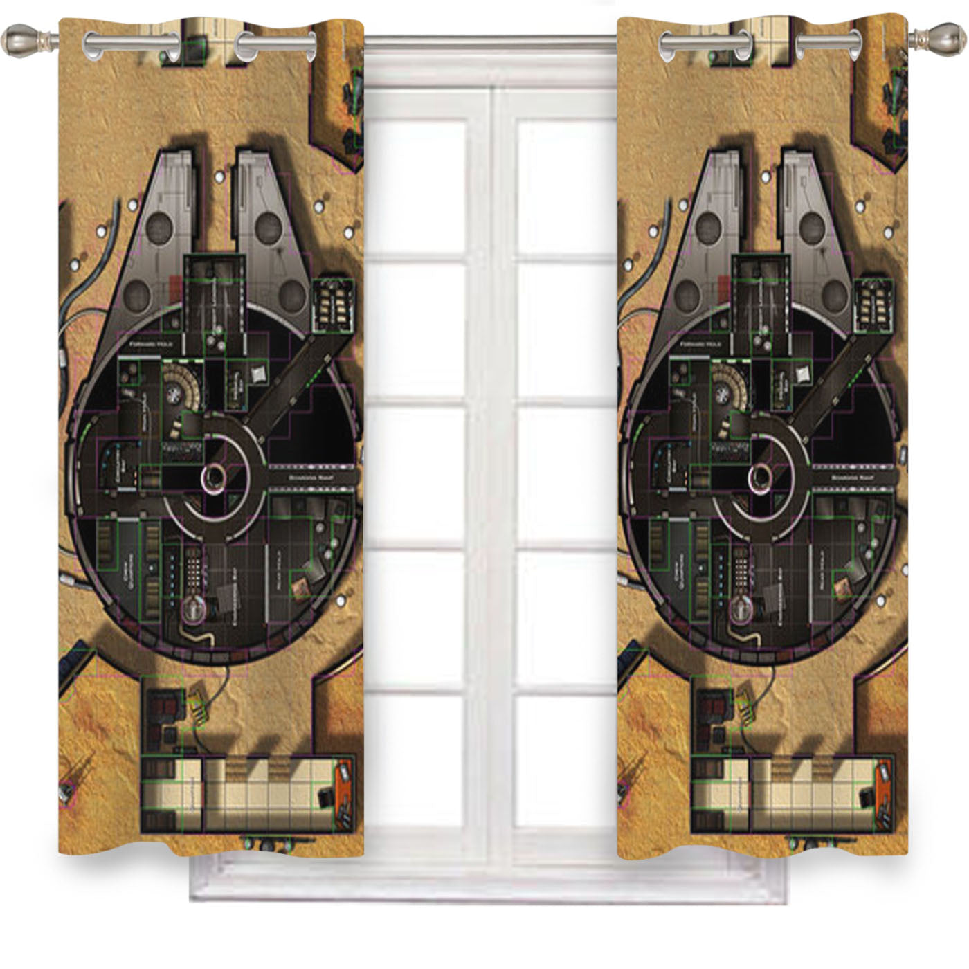 Star Wars Ship Map Window Curtains