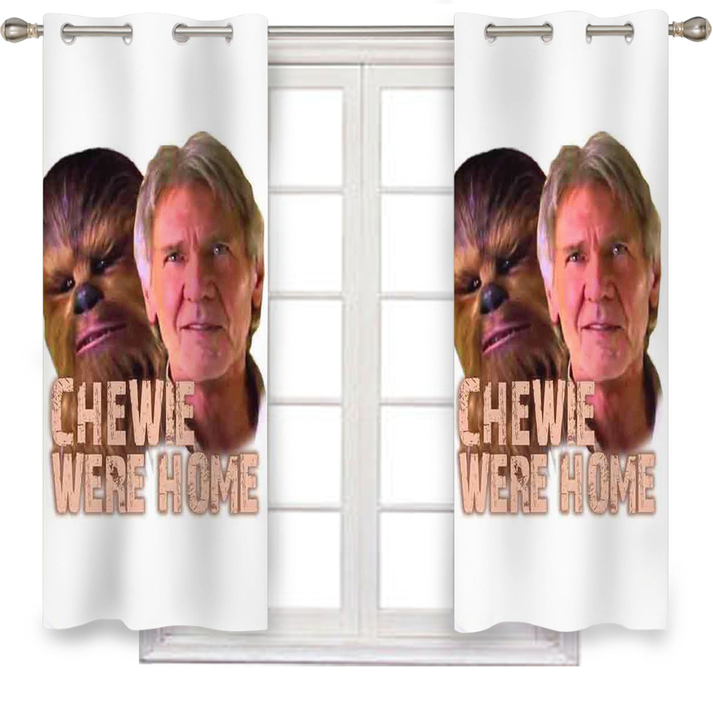 Star Wars The Force Awakens Chewie Were Home Han Solo Window Curtains