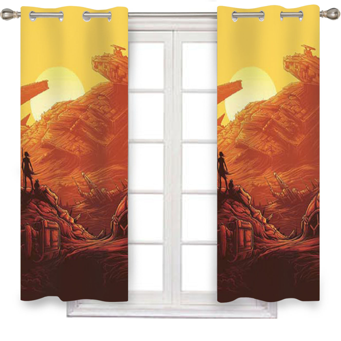 Star Wars The Force Awakens Rey Landscape Window Curtains