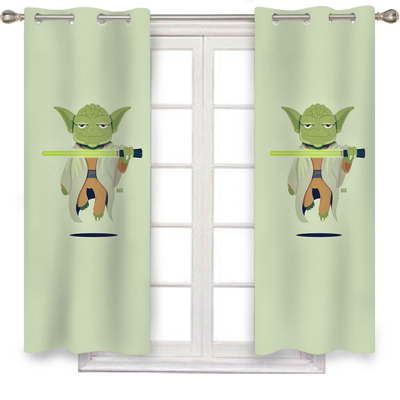 Star Wars Yoda Cartoon Window Curtains