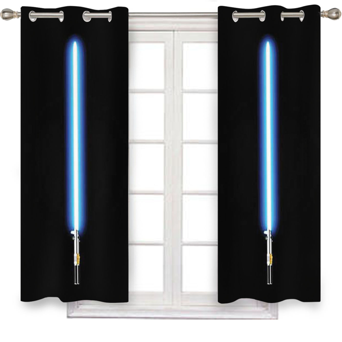 Stars Wars Lightsaber Blue Window Curtains